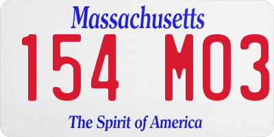 MA license plate 154MO3