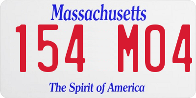 MA license plate 154MO4
