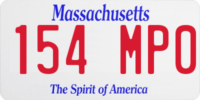 MA license plate 154MP0