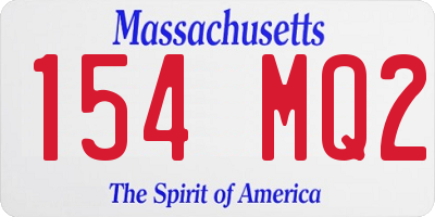 MA license plate 154MQ2