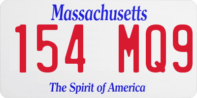 MA license plate 154MQ9