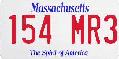 MA license plate 154MR3