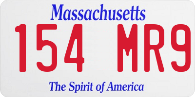 MA license plate 154MR9