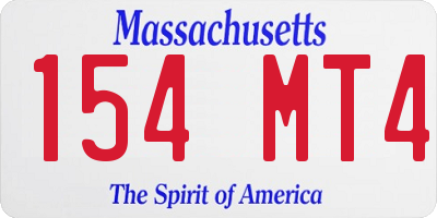 MA license plate 154MT4