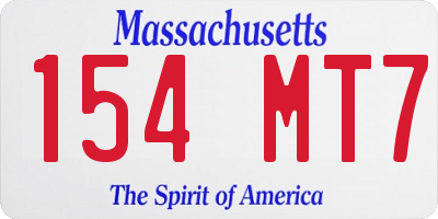 MA license plate 154MT7