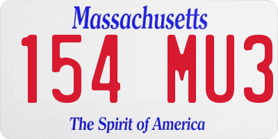 MA license plate 154MU3