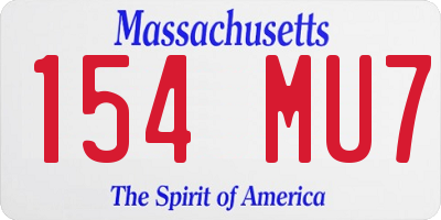 MA license plate 154MU7