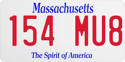 MA license plate 154MU8