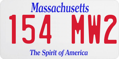 MA license plate 154MW2