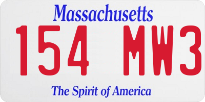 MA license plate 154MW3