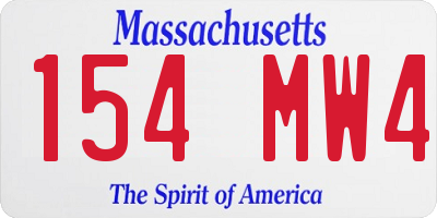 MA license plate 154MW4