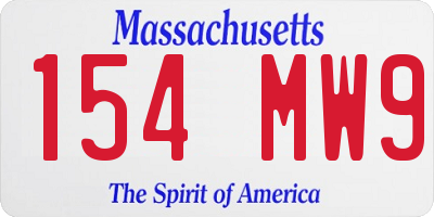 MA license plate 154MW9