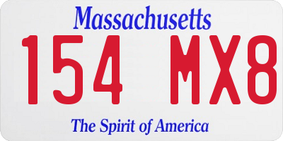 MA license plate 154MX8