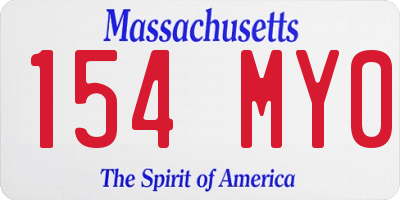 MA license plate 154MY0