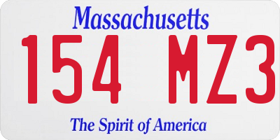 MA license plate 154MZ3