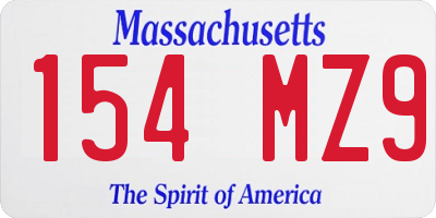 MA license plate 154MZ9