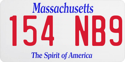 MA license plate 154NB9