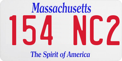 MA license plate 154NC2