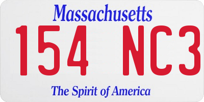 MA license plate 154NC3