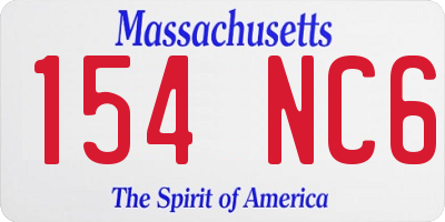 MA license plate 154NC6