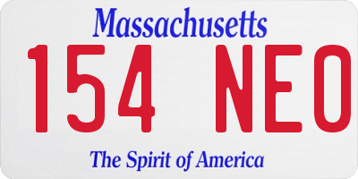 MA license plate 154NE0