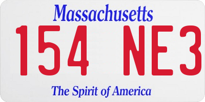 MA license plate 154NE3