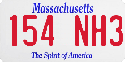 MA license plate 154NH3