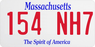 MA license plate 154NH7
