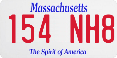 MA license plate 154NH8