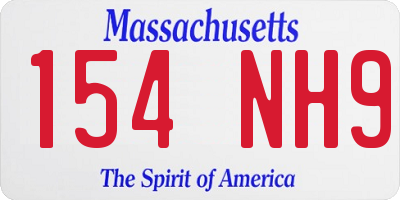 MA license plate 154NH9