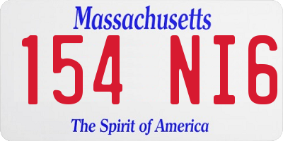 MA license plate 154NI6