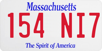 MA license plate 154NI7