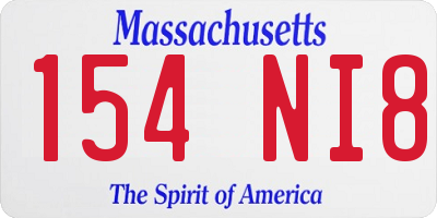 MA license plate 154NI8