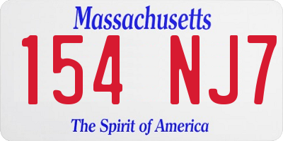 MA license plate 154NJ7