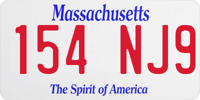 MA license plate 154NJ9