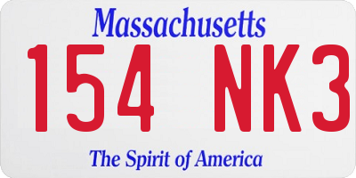 MA license plate 154NK3