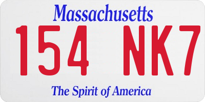 MA license plate 154NK7