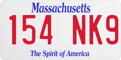 MA license plate 154NK9