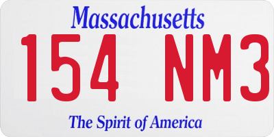 MA license plate 154NM3