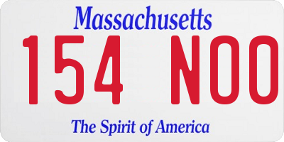 MA license plate 154NO0