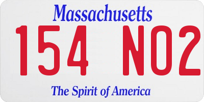 MA license plate 154NO2