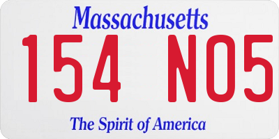 MA license plate 154NO5
