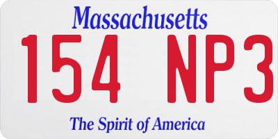 MA license plate 154NP3