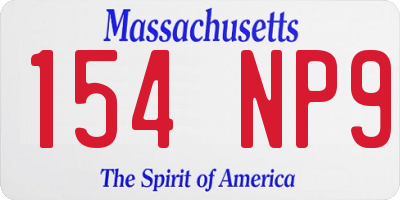 MA license plate 154NP9
