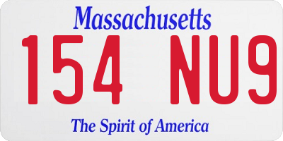 MA license plate 154NU9