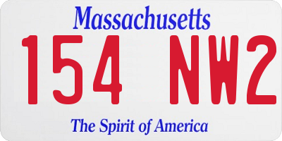 MA license plate 154NW2