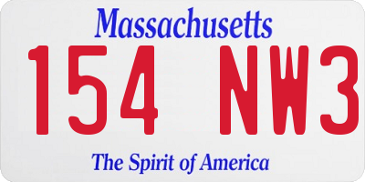 MA license plate 154NW3
