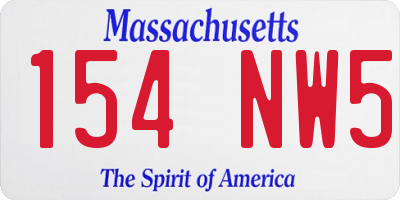 MA license plate 154NW5