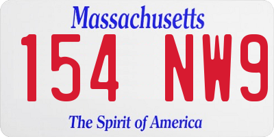 MA license plate 154NW9