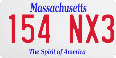 MA license plate 154NX3